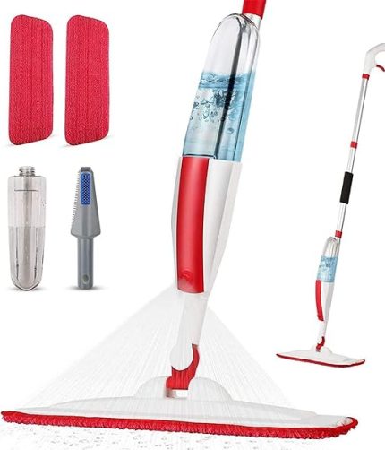 Spray Mop for Floor Cleaning Floor Mop with a Refillable Spray Bottle and 2 Washable Microfiber Pads Home or Commercial Use Dry Wet Flat Mop for Hardwood Laminate Wood Ceramic Tiles Floor