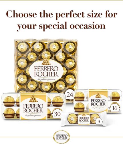 Limited Edition, Ferrero Rocher Pralines, Bulk Chocolate Party Box, Birthdays, Gifting, Celebrations, Hazelnut Covered in Milk Chocolate and Nuts